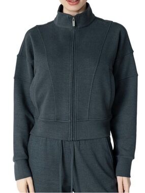 [🟡 Bundle 5 items for $25] 
Cropped Charcoal Full-Zip Mock Neck Jacket